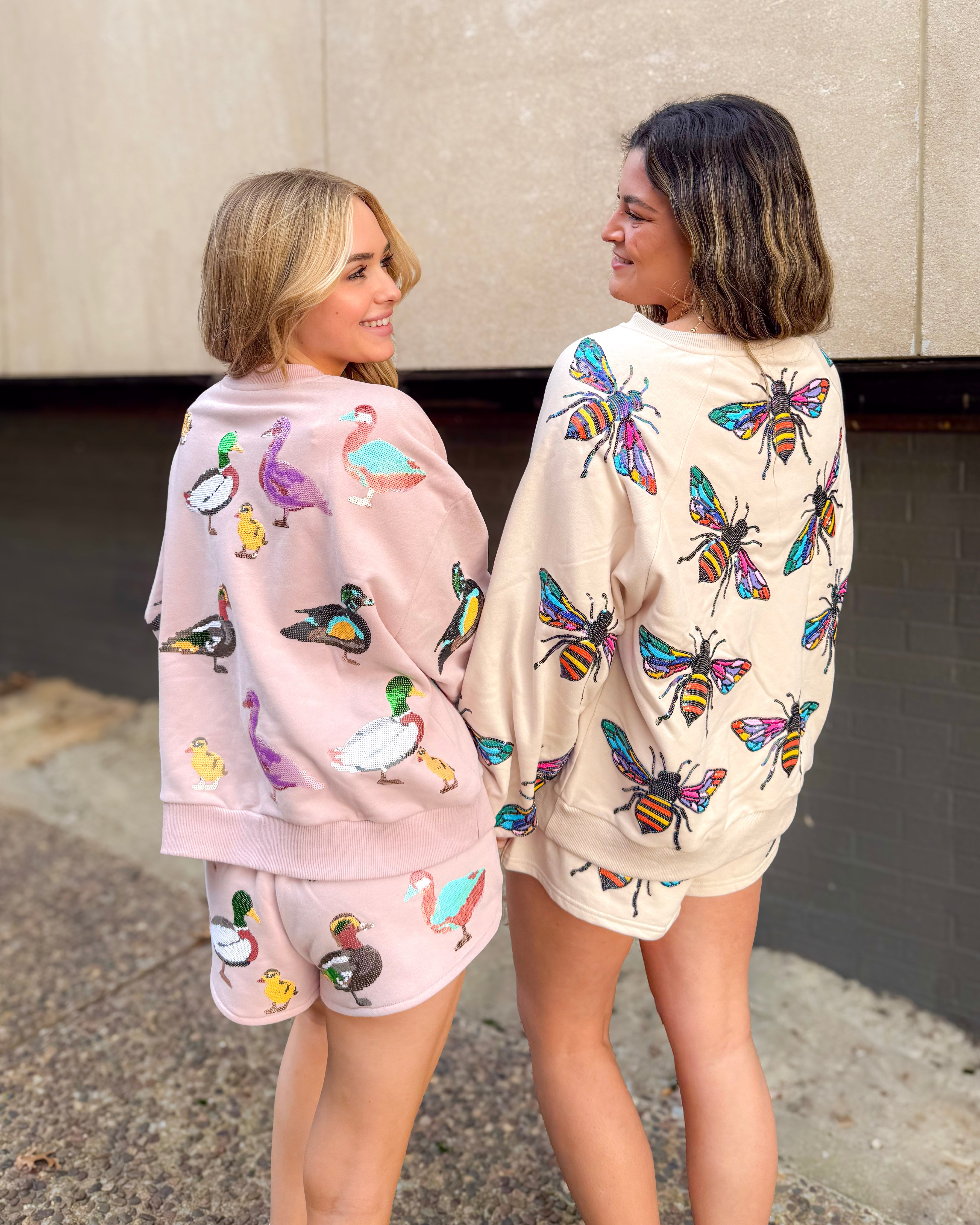 Beige Bumble Bee Shorts - Fox Trot Boutique