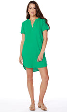 Split Neck Short Sleeve Dress - Fox Trot Boutique