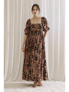 Black and Brown Floral Maxi Dress - Fox Trot Boutique