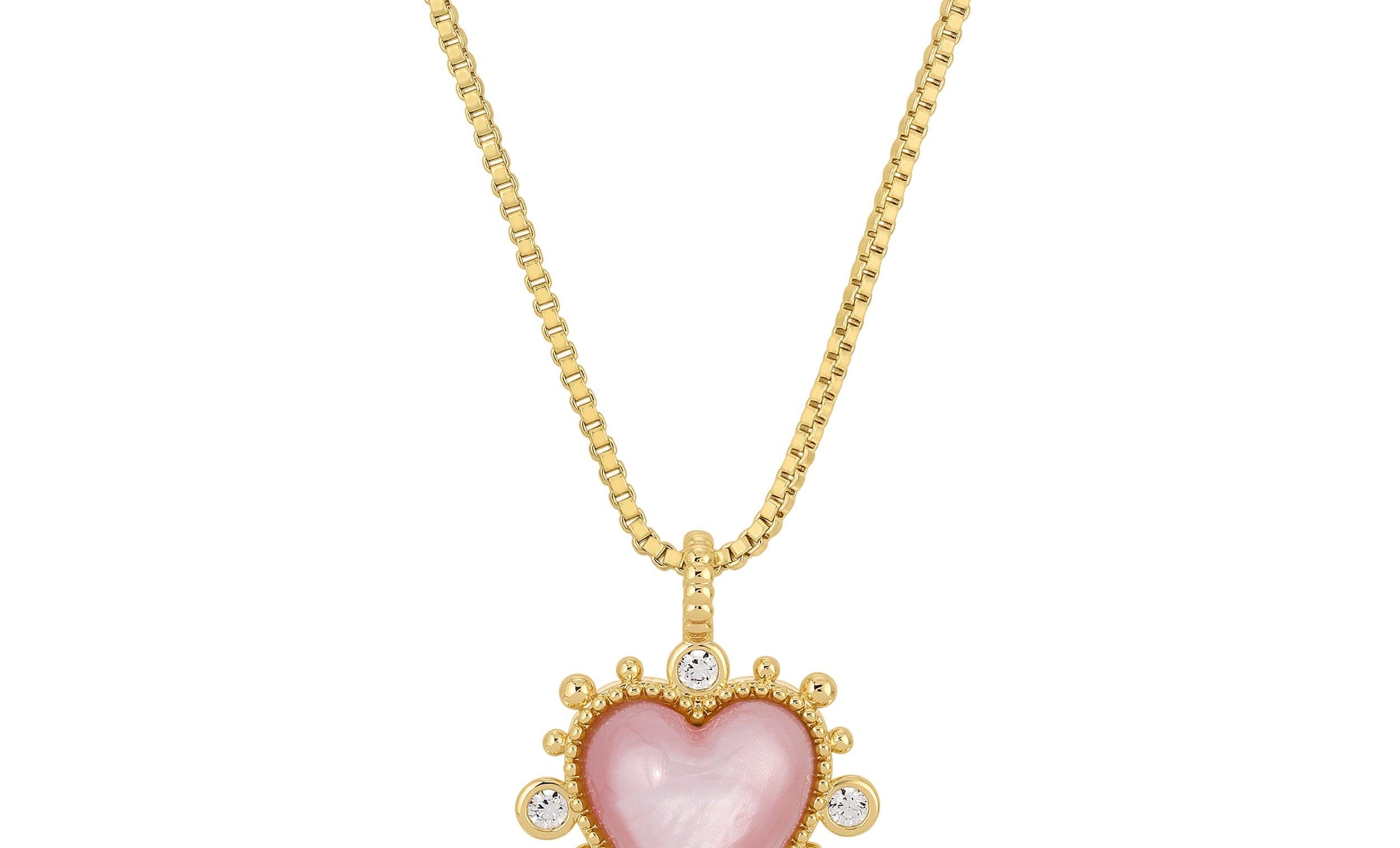 Heavenly Heart Necklace- Pink Shell - Fox Trot Boutique