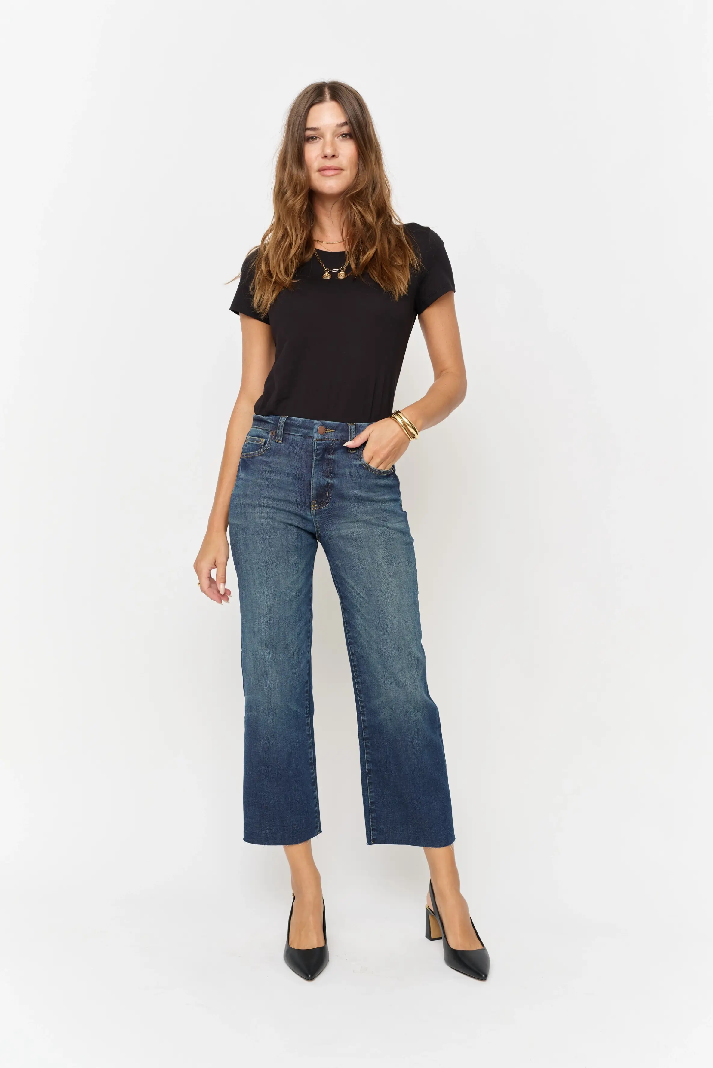 Aberdeen Ankle Crop High Rise Jeans - Fox Trot Boutique