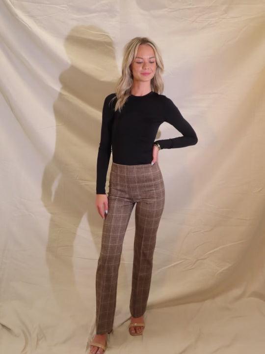 Cottage Plaid Boot-cut Pants - Fox Trot Boutique