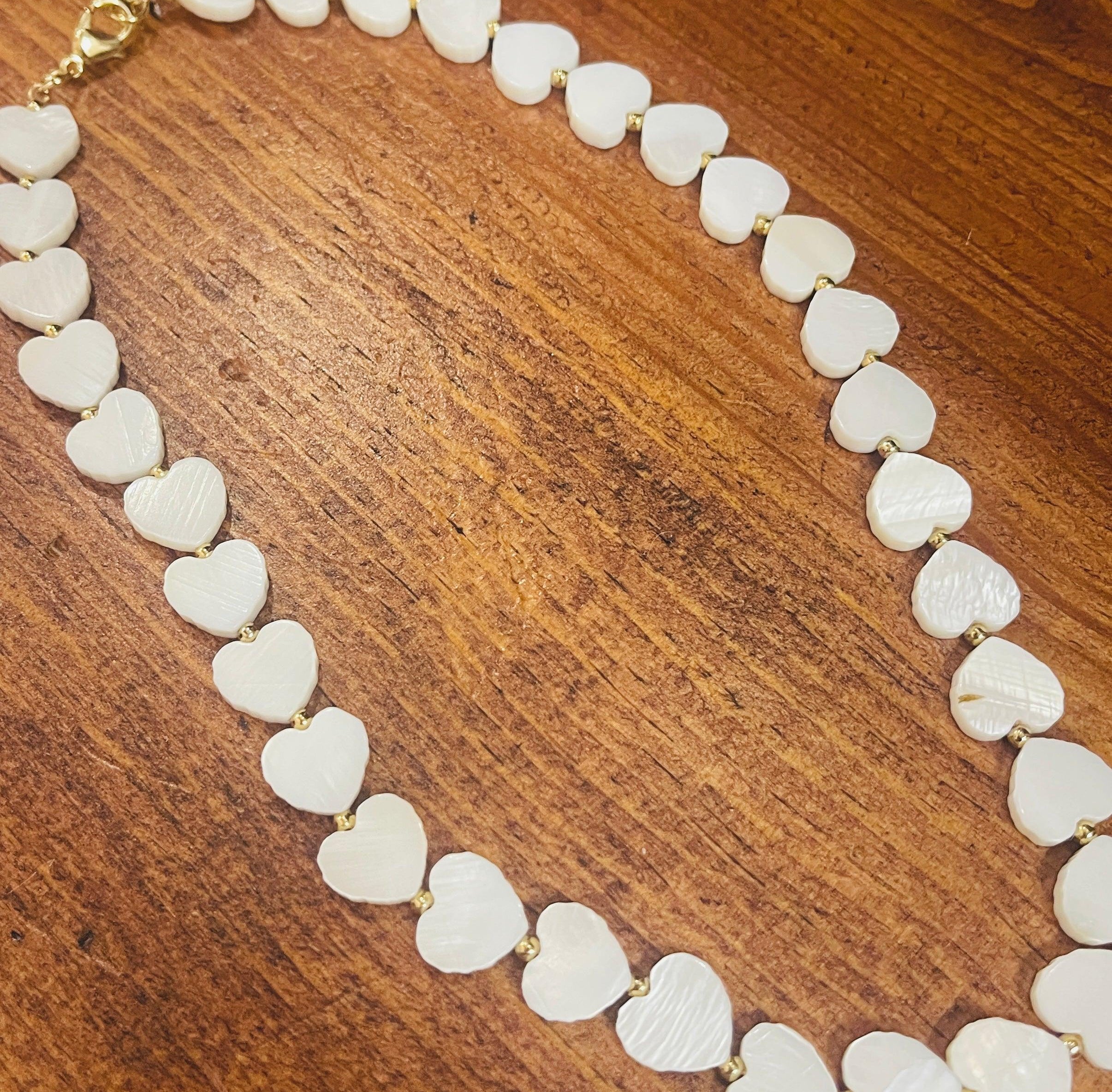 Mother of Pearl Heart Choker - Fox Trot Boutique