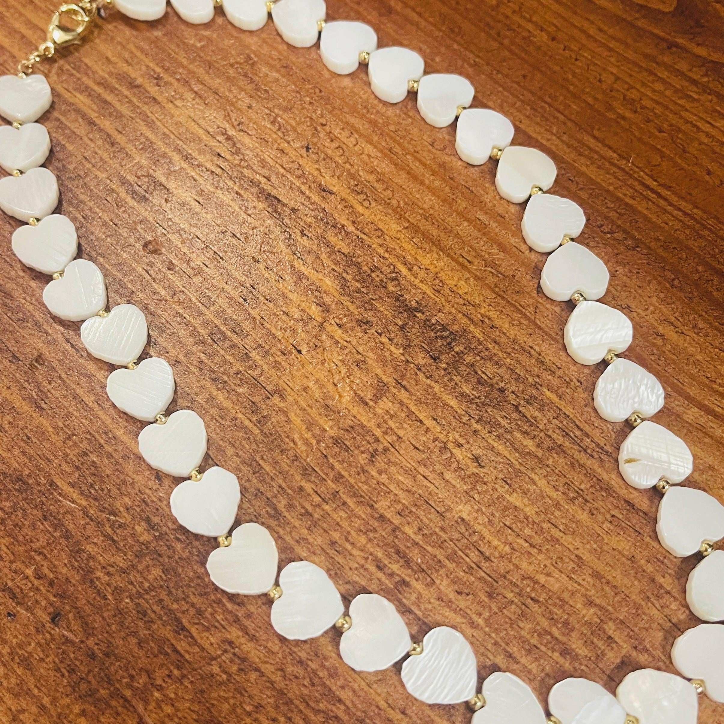 Mother of Pearl Heart Choker - Fox Trot Boutique