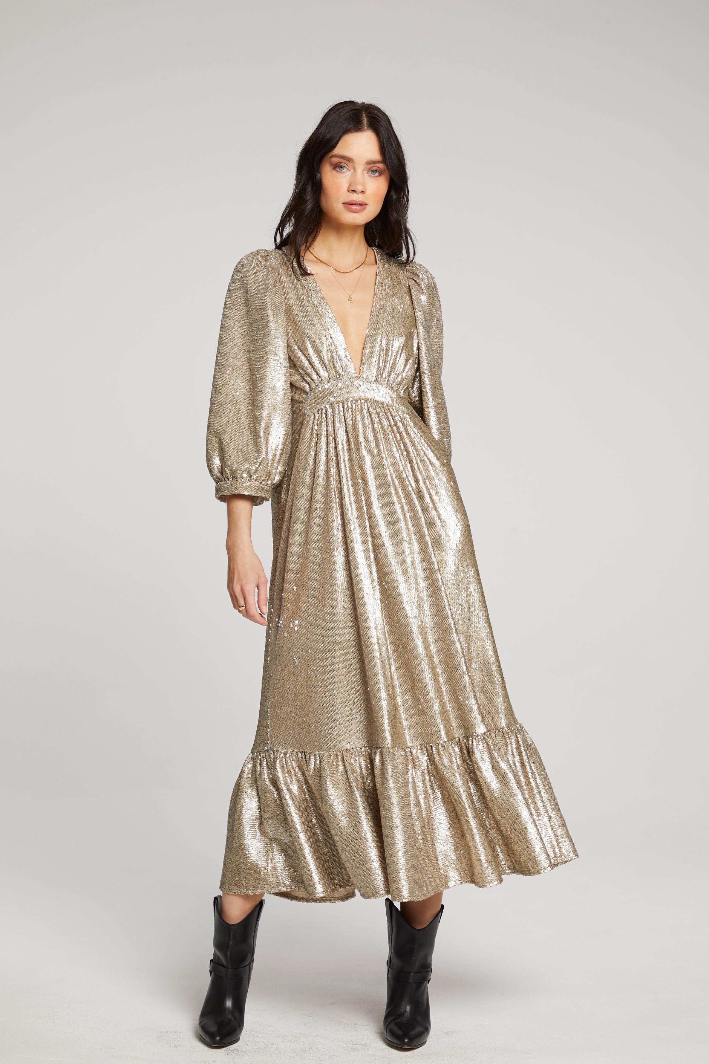 Gold Maxi Dress - Fox Trot Boutique