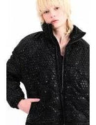 Black Houndstooth Puffer Coat - Fox Trot Boutique