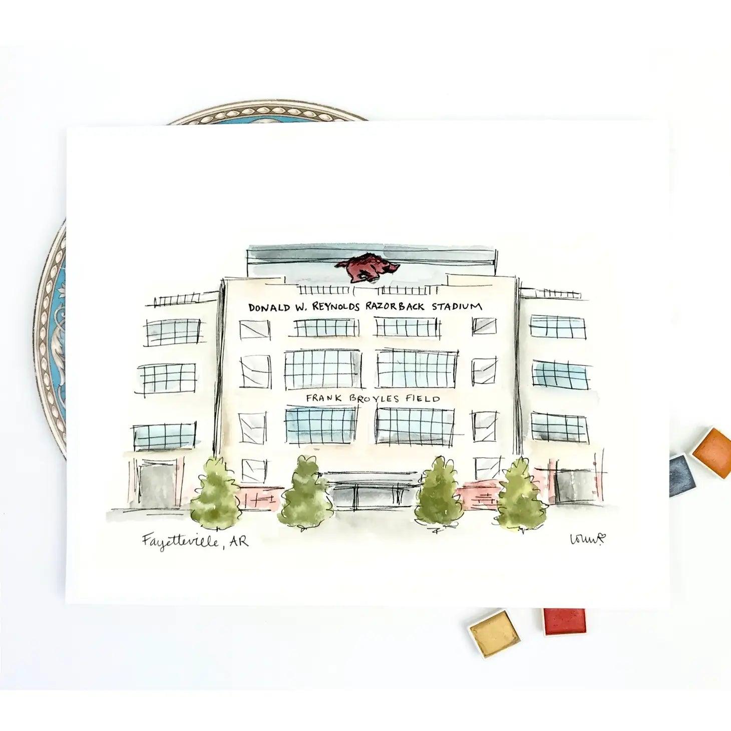 University of Arkansas Stadium Print - Fox Trot Boutique