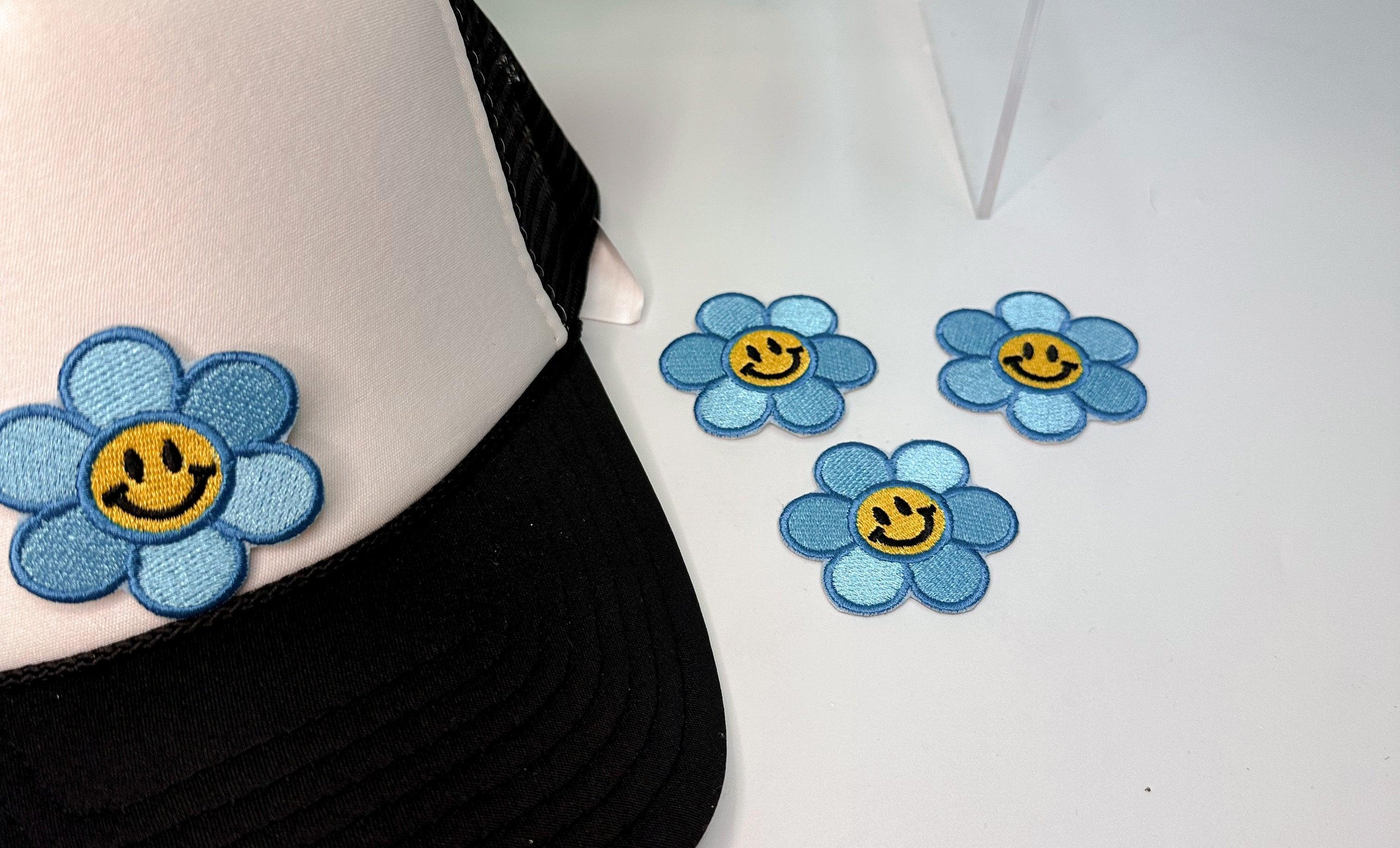 Blue Flower Smiley Sticker - Fox Trot Boutique